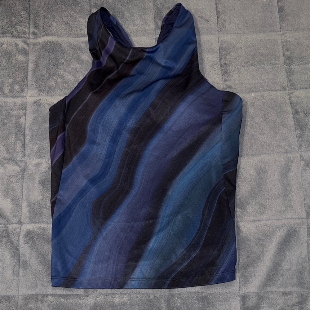 Athleta Blue and Black Wave Tank Top